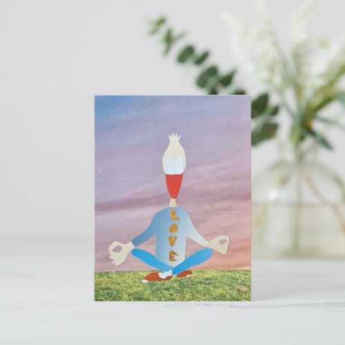 Colorful Relax Love Yoga Meditating Duck Postcard
