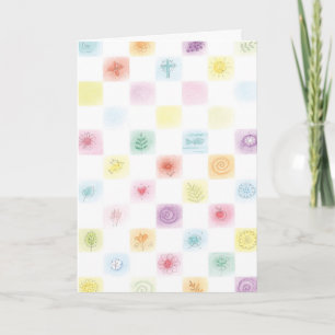 Colorful religious symbol tiles customizable card