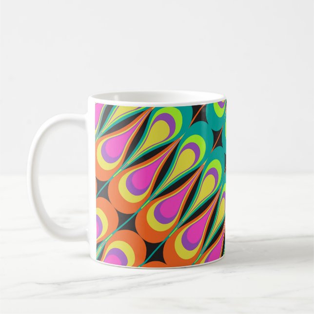 Colorful repeating diagonal pattern.abstract, art, coffee mug (Left)
