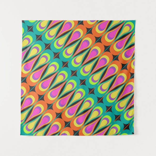 Colorful repeating diagonal pattern.abstract, art, tapestry (Front)