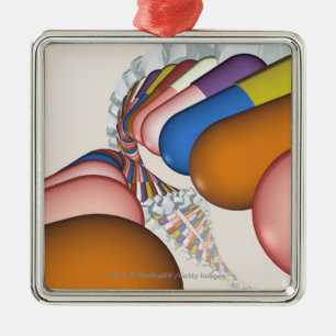 Colorful representation of a DNA strand Metal Ornament