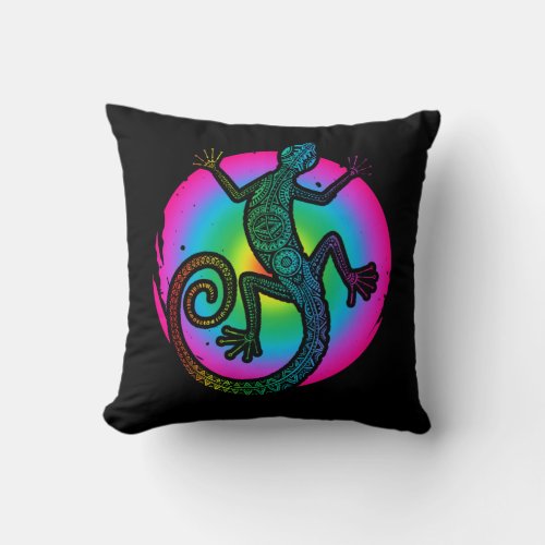 Colorful Reptile Art Gecko Lizard Lover Throw Pillow