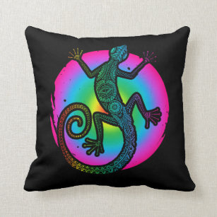 Colorful Reptile Art Gecko Lizard Lover Throw Pillow