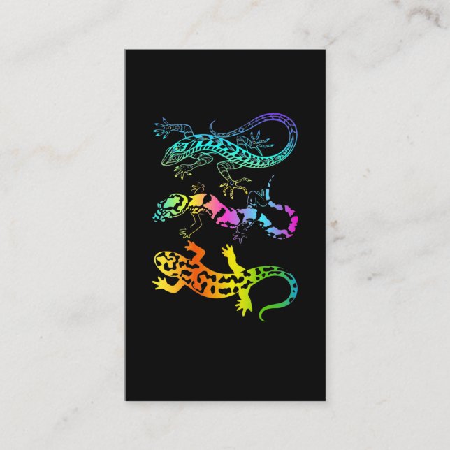 Colorful Reptile Art Gecko Lizard Pastel Business Card (Front)