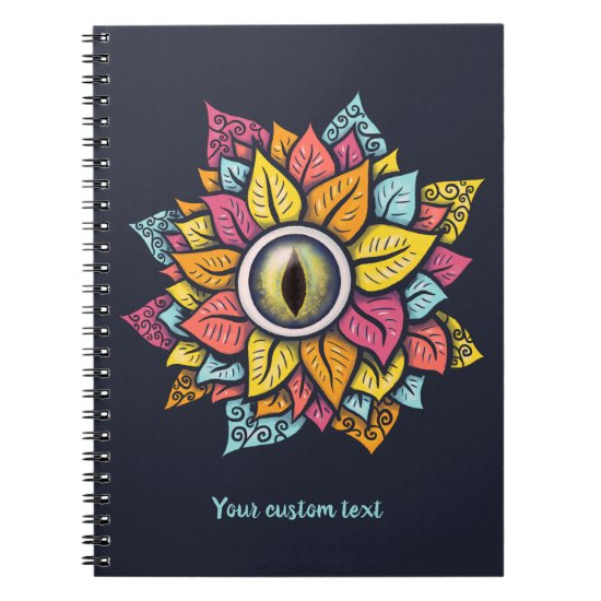 Colorful Reptile Eye Flower Fun Weird Custom Text Notebook