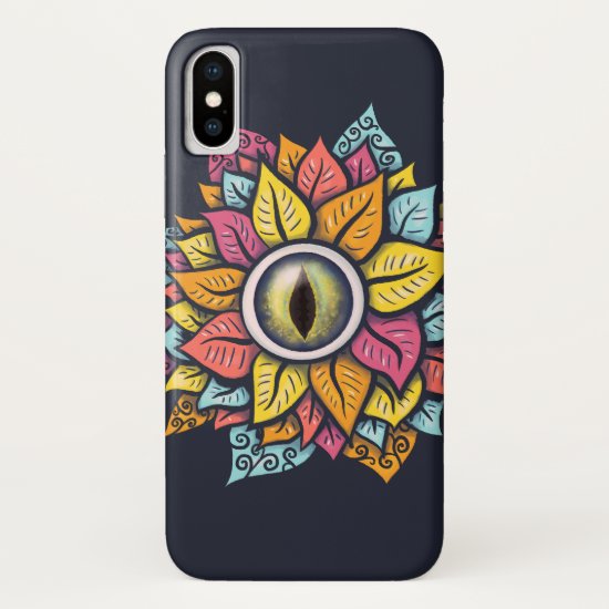 Colorful Reptile Eye Flower Fun Weird Surreal Art iPhone X Case