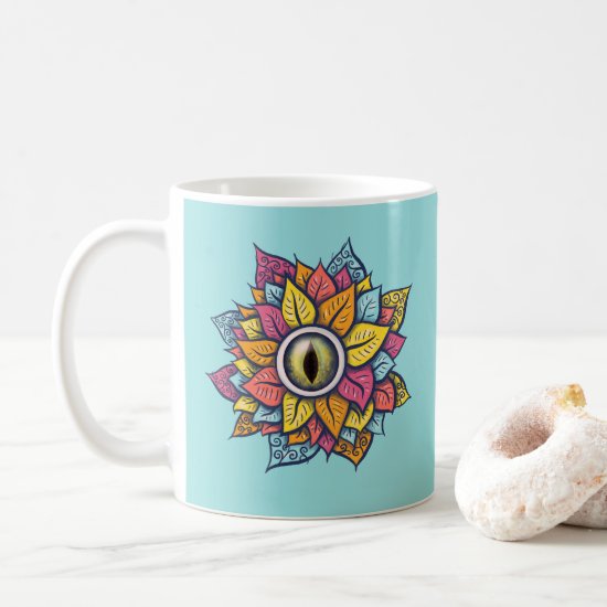Colorful Reptile Eye Flower Fun Weird Surreal Art Coffee Mug