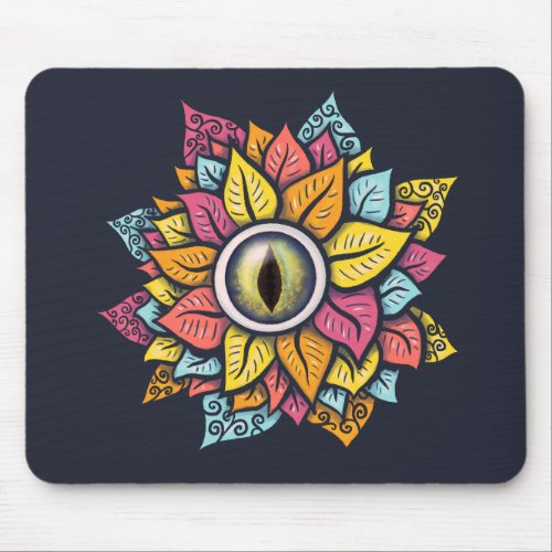 Colorful Reptile Eye Flower Fun Weird Surreal Art Mouse Pad