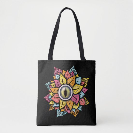 Colorful Reptile Eye Flower Fun Weird Surreal Art Tote Bag