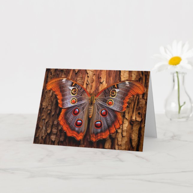 Colorful Resting Butterfly Illustration Card (Small Plant)