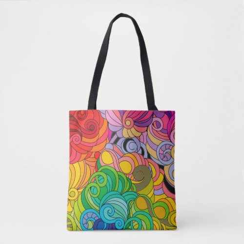 Colorful Retro 1960s Flower Power Tote Bag