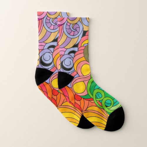Colorful Retro 1960s Groovy Socks