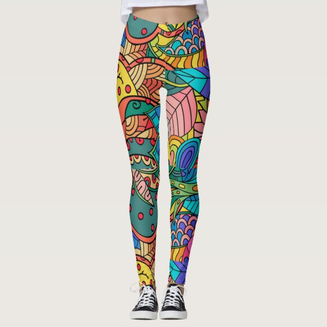 Colorful Retro 1960s, Psycholdelic Leggings (Front)