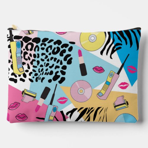 Colorful Retro 1990s Nineties Pattern Accessory Pouch