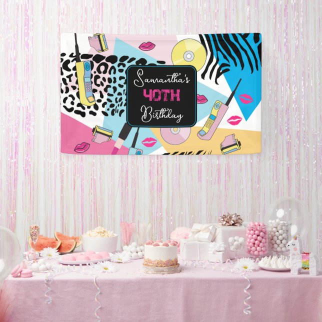 Colorful Retro 1990's Nineties Pattern Banner (Party)