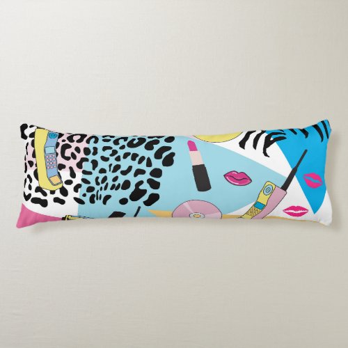 Colorful Retro 1990s Nineties Pattern Body Pillow