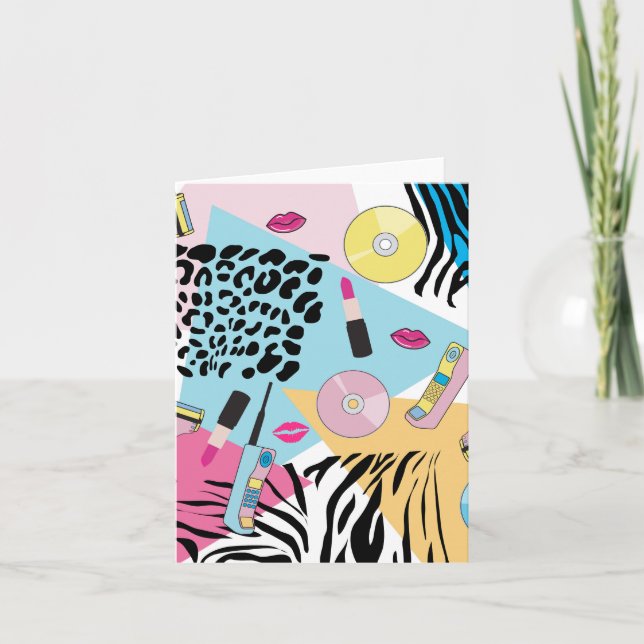 Colorful Retro 1990's Nineties Pattern Card (Front)