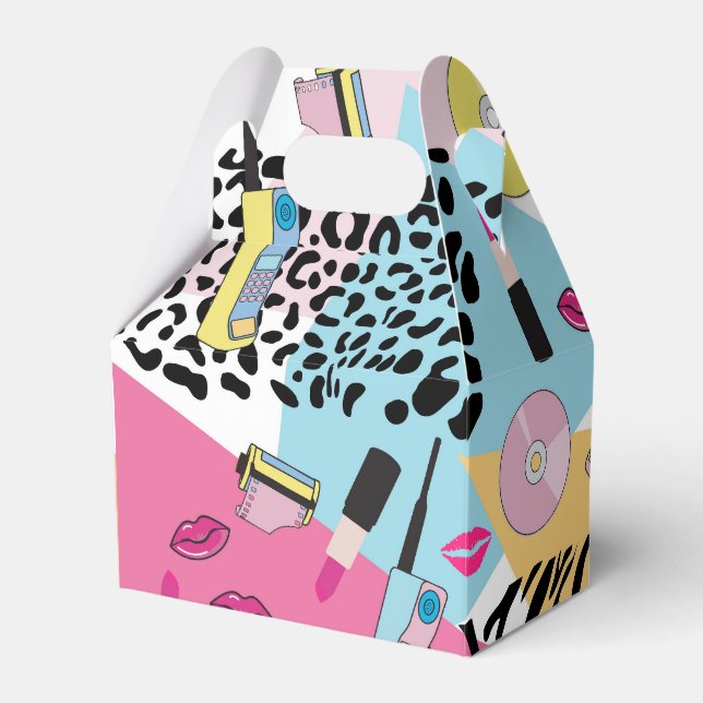 Colorful Retro 1990's Nineties Pattern Favor Boxes (Front Side)