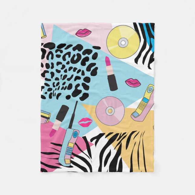 Colorful Retro 1990's Nineties Pattern Fleece Blanket (Front)