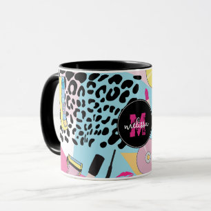 Colorful Retro 1990's Nineties Pattern Monogram Mug