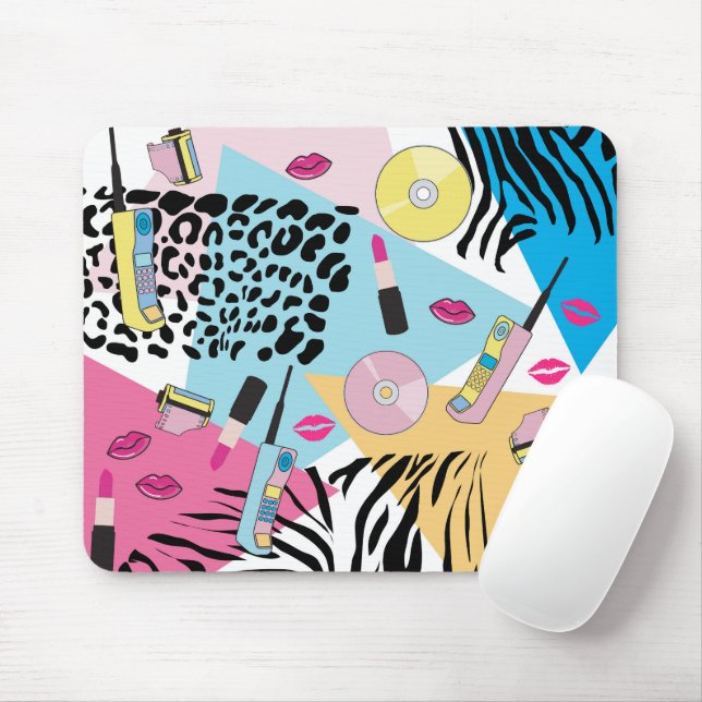 Colorful Retro 1990's Nineties Pattern Mouse Pad (With Mouse)