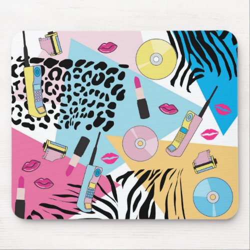 Colorful Retro 1990s Nineties Pattern Mouse Pad