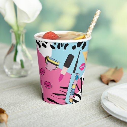 Colorful Retro 1990s Nineties Pattern Paper Cups