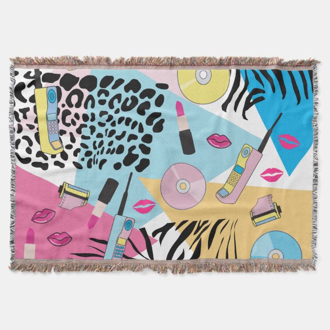 Colorful Retro 1990's Nineties Pattern Throw Blanket (Front)