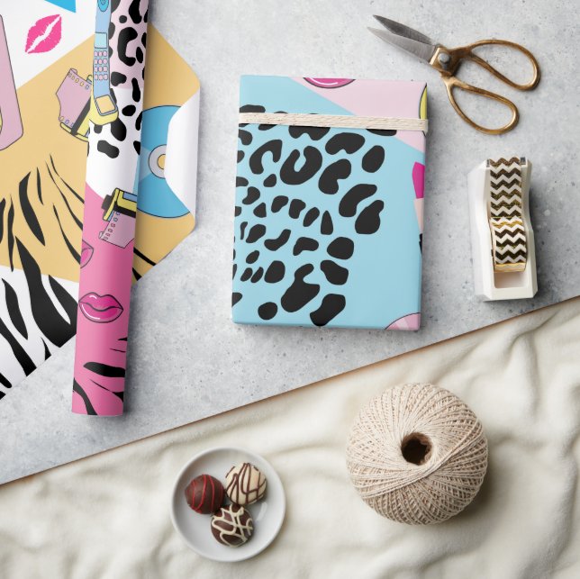 Colorful Retro 1990's Nineties Pattern Wrapping Paper (Crafts)