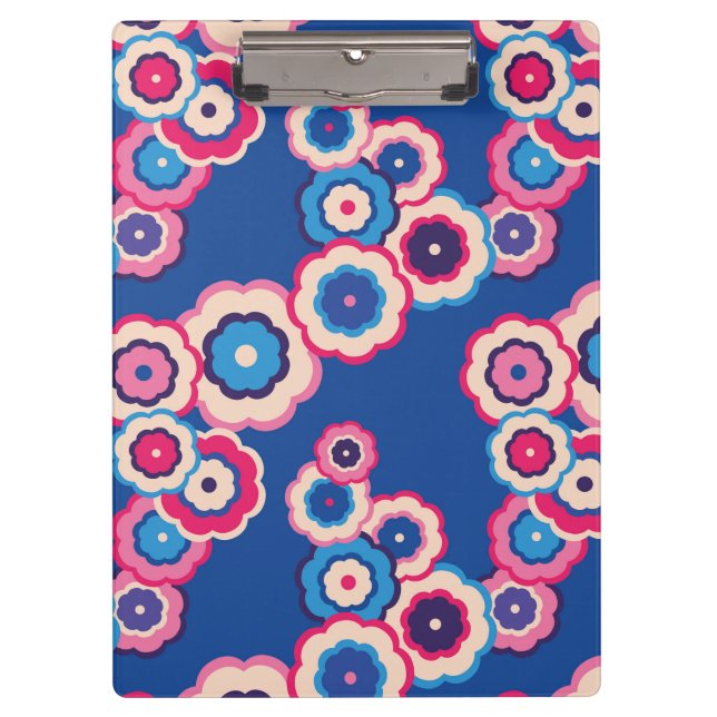 Colorful retro 60's floral clipboard (Front)