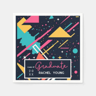 Colorful Retro 80's Graduation Party Napkins
