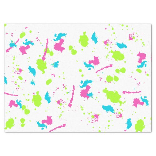 Colorful Retro 80s Neon Paint Splatter Fun Artsy Tissue Paper