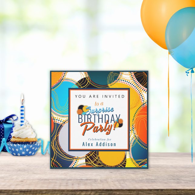 Colorful Retro 80's Suprise Birthday Invitation (Creator Uploaded)