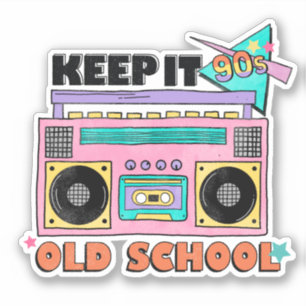 Colorful Retro 90's Neon Boombox Keep Old School Sticker