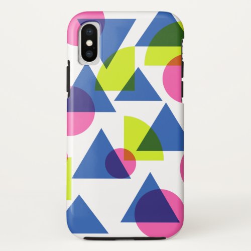 Colorful Retro 90s Neon Geometric Shapes iPhone XS Case
