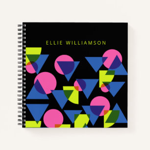 Colorful Retro 90s Neon Geometric Shapes Custom Notebook