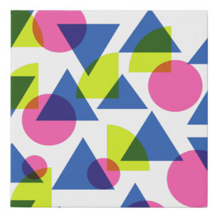 Colorful Retro 90s Neon Geometric Shapes Faux Canvas Print