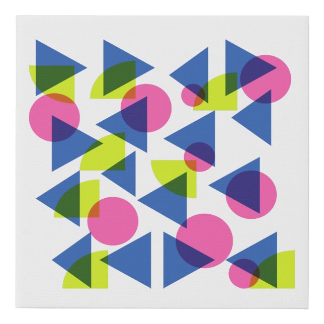 Colorful Retro 90s Neon Geometric Shapes Faux Canvas Print (Front)