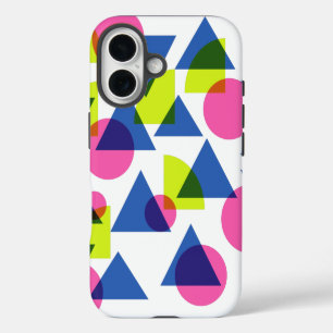 Colorful Retro 90s Neon Geometric Shapes iPhone 16 Case