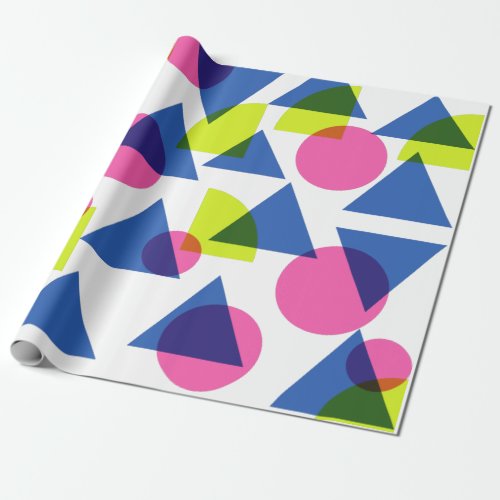 Colorful Retro 90s Neon Geometric Shapes Wrapping Paper