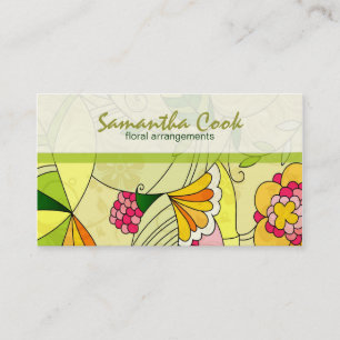 Colorful Retro Abstract Floral Collage 2 Business Card
