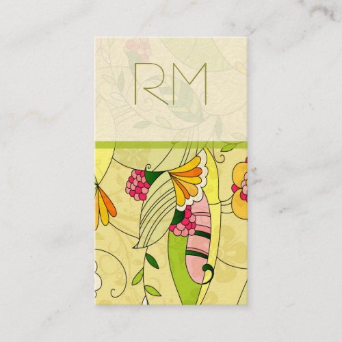 Colorful Retro Abstract Floral Collage 2 Business Card