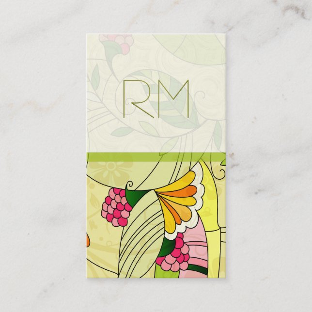 Colorful Retro Abstract Floral Collage Business Card (Front)