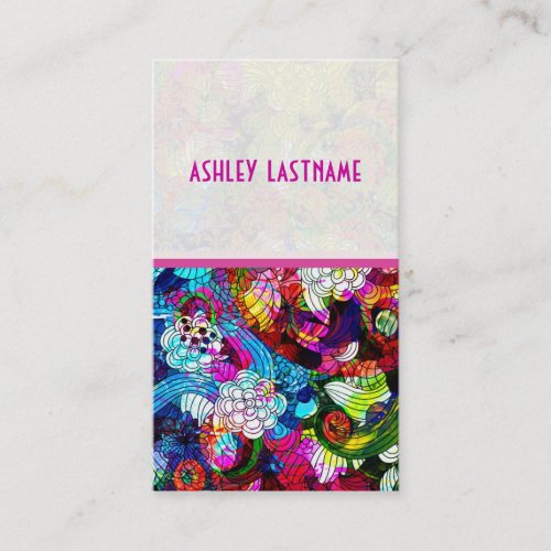 Colorful Retro Abstract Floral Collage Business Card