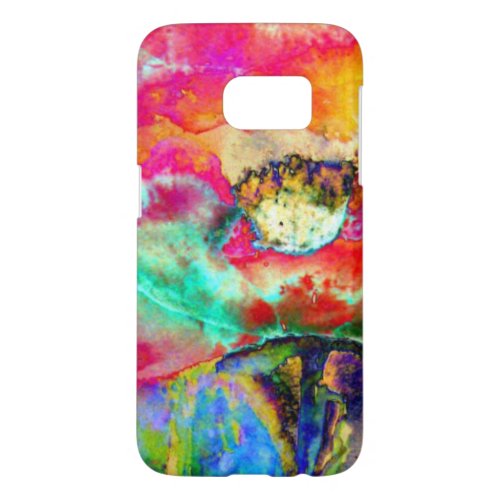 Colorful retro Abstract Poppy watercolor  Samsung Galaxy S7 Case