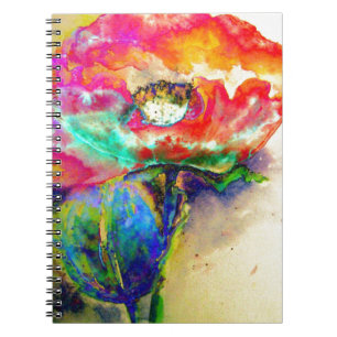 Colorful retro Abstract Poppy watercolor Notebook