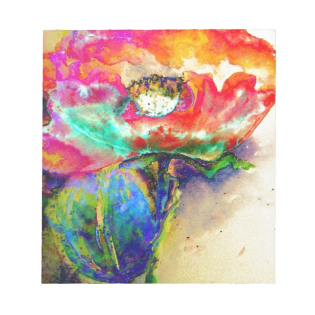 Colorful retro Abstract Poppy watercolor  Notepad (Front)