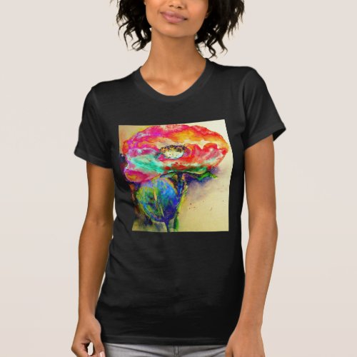 Colorful retro Abstract Poppy watercolor  T_Shirt