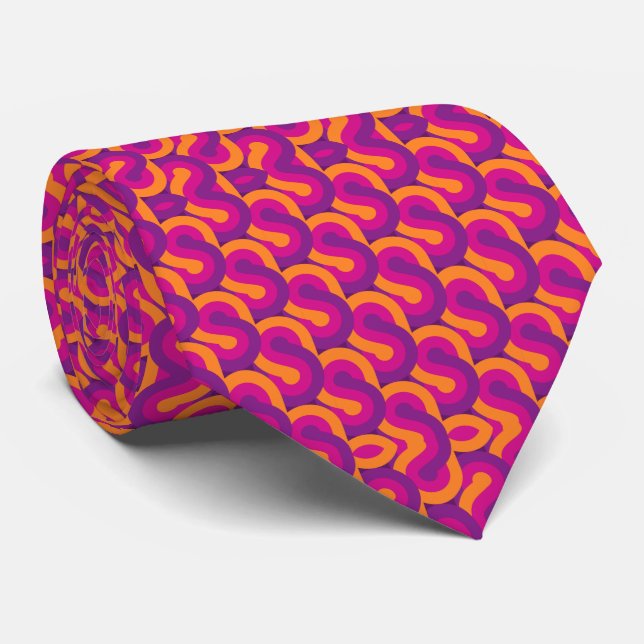 Colorful Retro Abstract Psychedelic  Neck Tie (Rolled)
