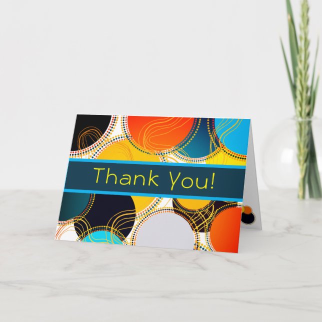 Colorful Retro Abstract Thank You Personalize Card (Front)